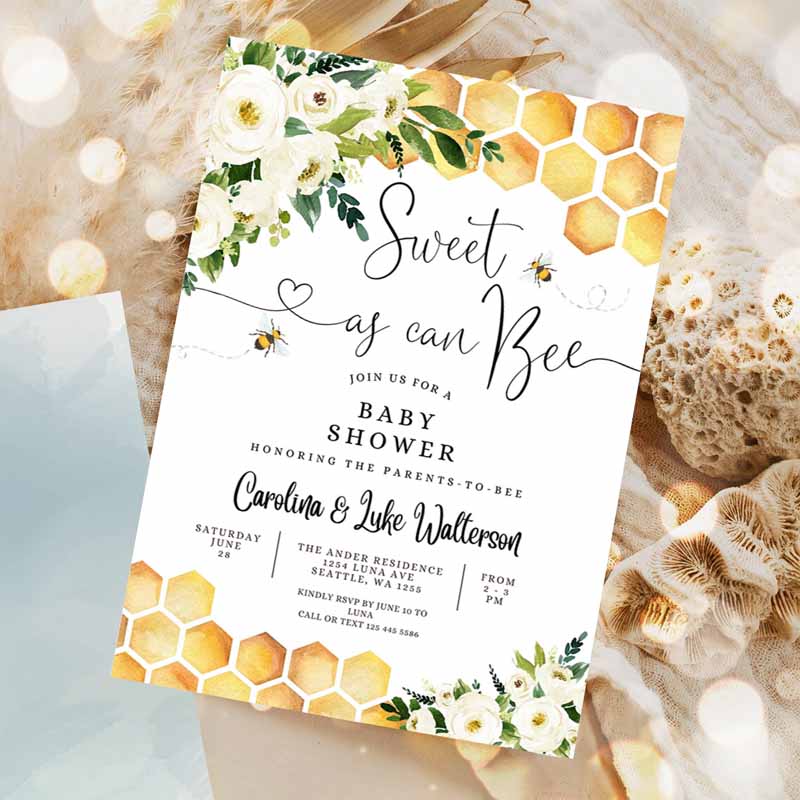 Sweet As Can Bee Baby Shower Invitation, Gender Neutral Mommy to Bee Shower