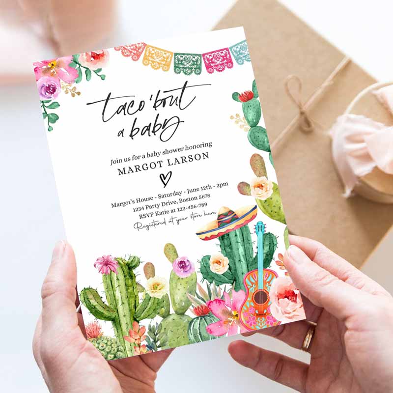 Taco 'Bout A Baby Invitation, Taco Baby Shower Invitation, Taco Baby Shower Fiesta Cactus Baby Shower