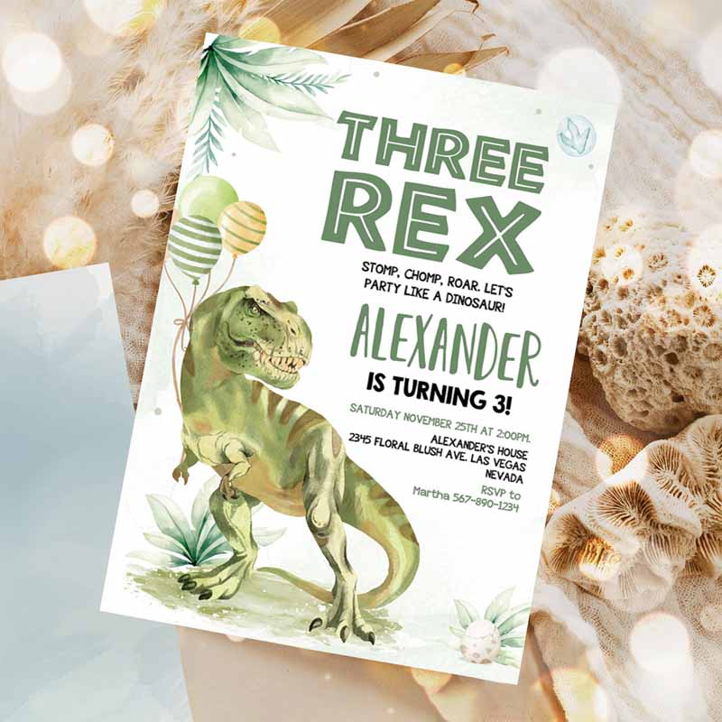 Three Rex Invitation, Boy Dinosaur birthday Invitation,Three rex birthday three rex invite Printable Boy Party