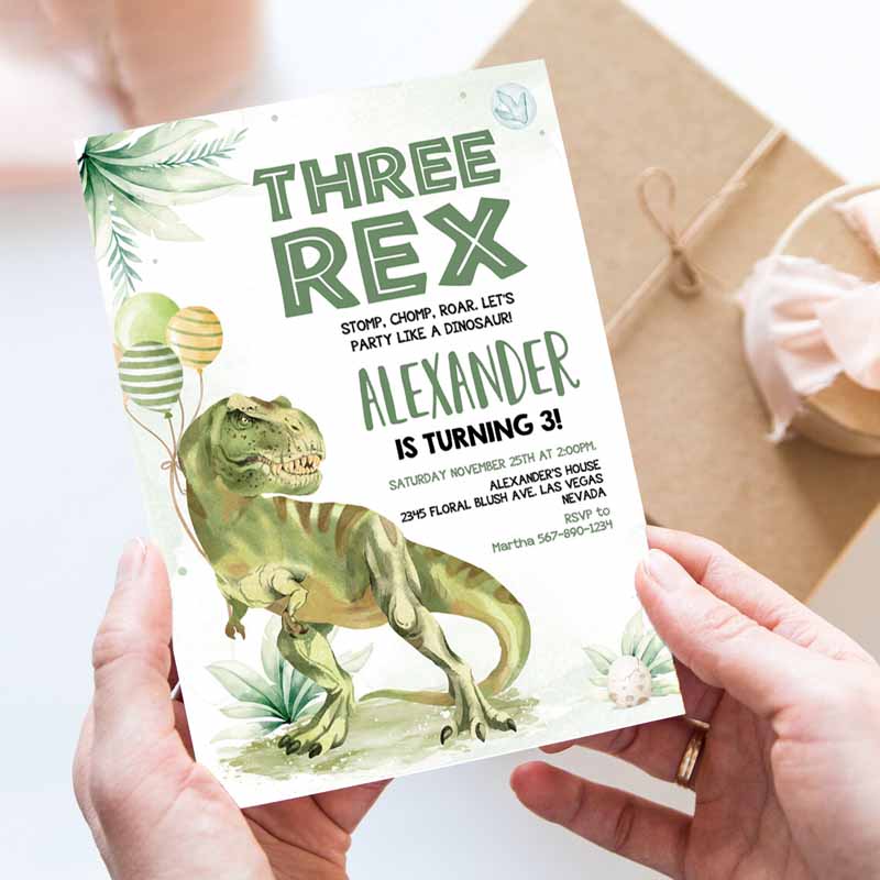 Three Rex Invitation, Boy Dinosaur birthday Invitation,Three rex birthday three rex invite Printable Boy Party