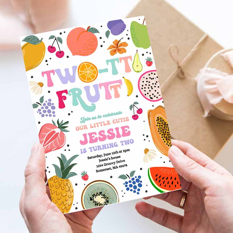 Two-tti Frutti Kids Birthday Invitation, Two-tti Frutti Kids Birthday, Tutti Frutti Tropical Summer Party, Fruit Party