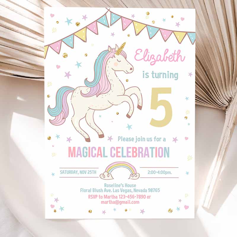 Unicorn Invitation, Unicorn Party, Unicorn Kids Birthday Unicorn