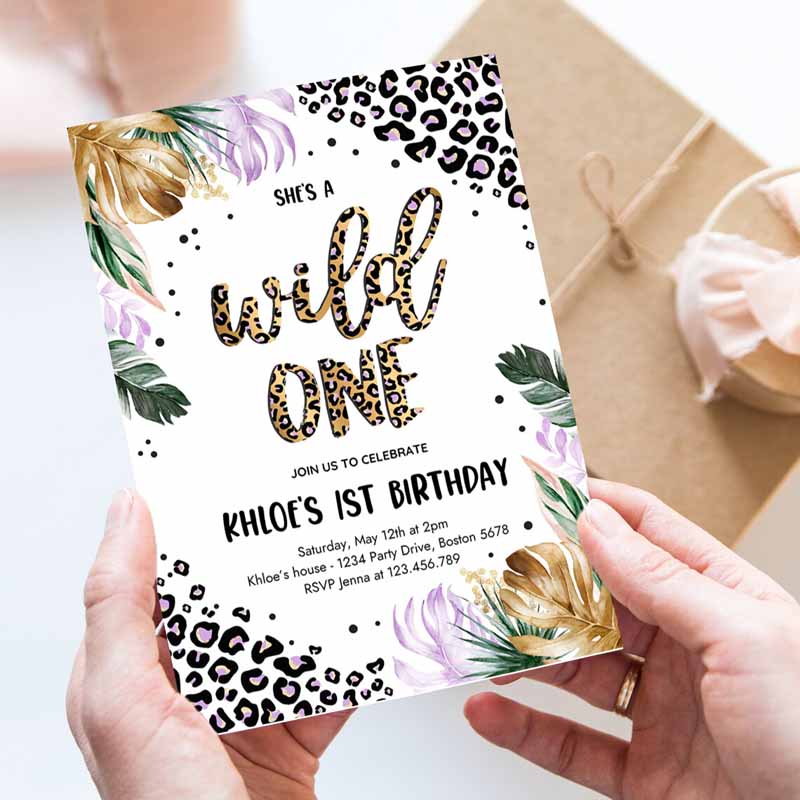 Wild One Leopard Print Jungle Kids Birthday, Leopard Print Wild One Kids Birthday Party