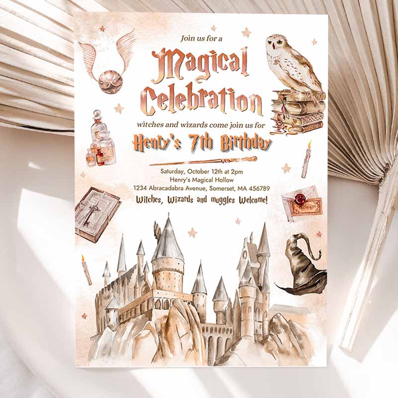 Wizard Kids Birthday Invitation Wizardry School Kids Birthday Party, Witches & Wizard Magical Kids Birthday Party