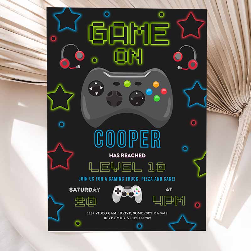 Gaming Invitation, Video Game Invitation, Video Game Kids Birthday Invitation, Gaming Kids Birthday Party, Video Gaming