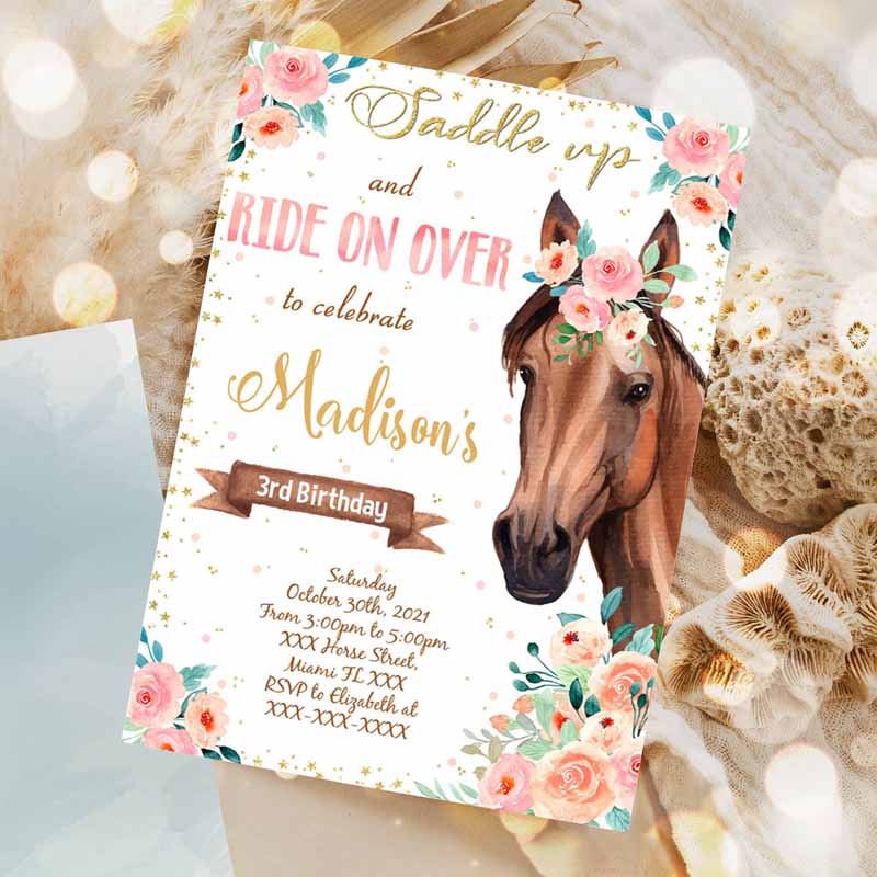 Horse Kids Birthday Invitation, Horse Invitation, Horse Download Invitation