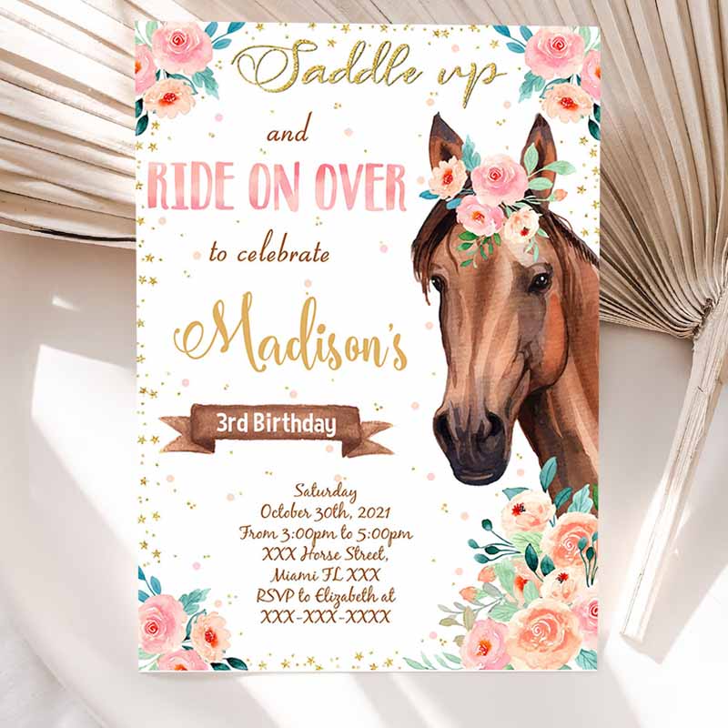 Horse Kids Birthday Invitation, Horse Invitation, Horse Download