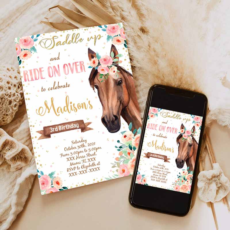 Horse Kids Birthday Invitation, Horse Invitation, Horse Download