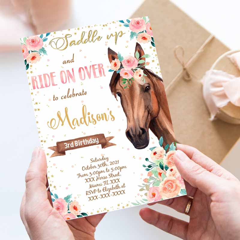 Horse Kids Birthday Invitation, Horse Invitation, Horse Download