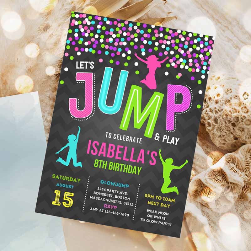 Jump Invitation, Jump Kids Birthday Invitation, Trampoline Bounce House Party, Jump Party, Let's Jump Party Invitation