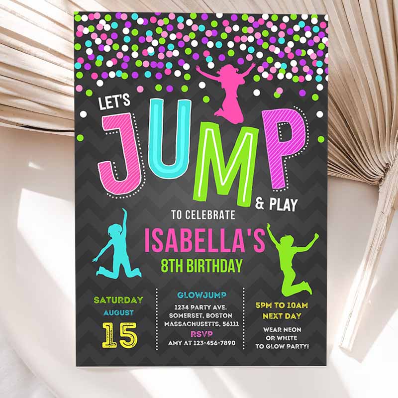 Jump Invitation, Jump Kids Birthday Invitation, Trampoline Bounce House Party, Jump Party, Let's Jump Party