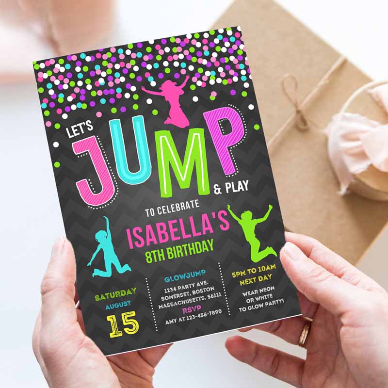 Jump Invitation, Jump Kids Birthday Invitation, Trampoline Bounce House Party, Jump Party, Let's Jump Party