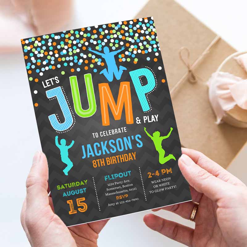 Jump Invitation, Jump Kids Birthday Invitation, Trampoline Party, Bounce House Party, Jump Let's Jump Party Invitation