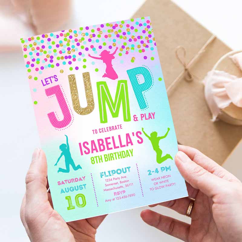 Jump Invitation, Jump Kids Birthday Invitation, Trampoline Party, Bounce House Jump Party, Let's Jump Party