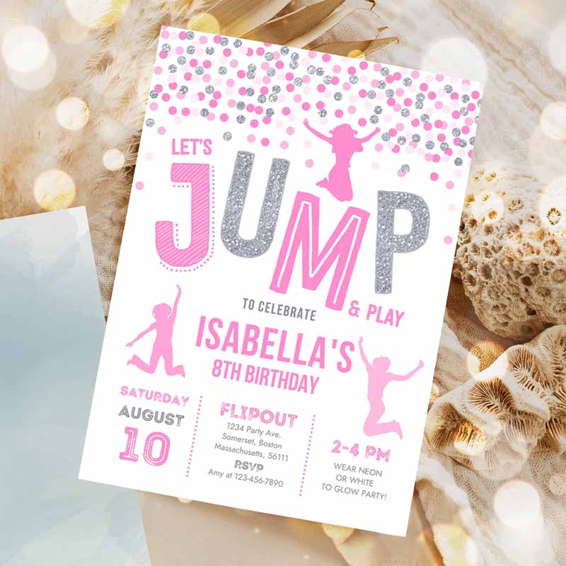 Jump Invitation, Jump Kids Birthday Invitation, Trampoline Party, Bounce House Party, Jump Party, Let's Jump Invitation