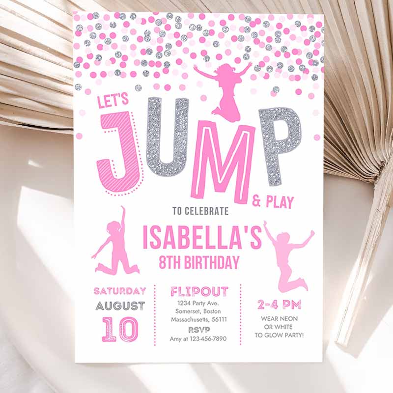 Jump Invitation, Jump Kids Birthday Invitation, Trampoline Party, Bounce House Party, Jump Party, Let's Jump Invitation