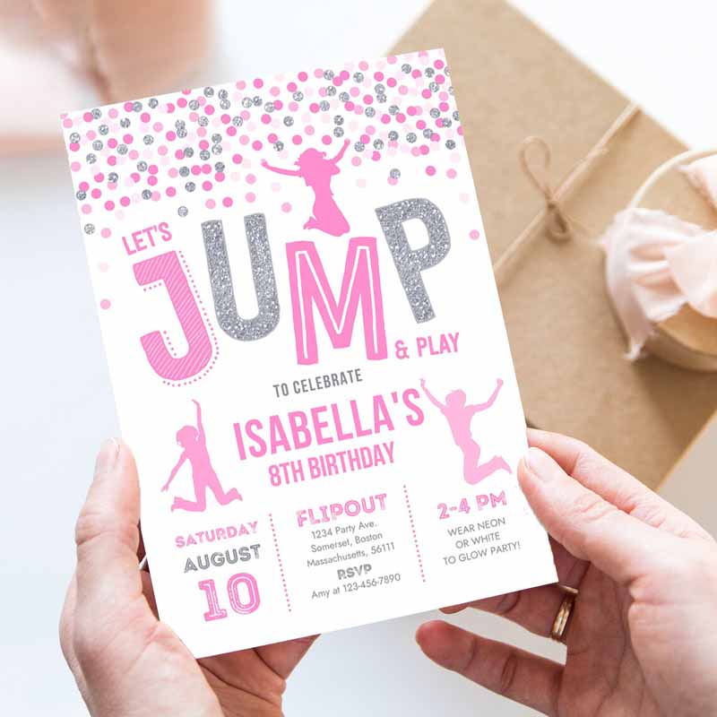 Jump Invitation, Jump Kids Birthday Invitation, Trampoline Party, Bounce House Party, Jump Party, Let's Jump Invitation