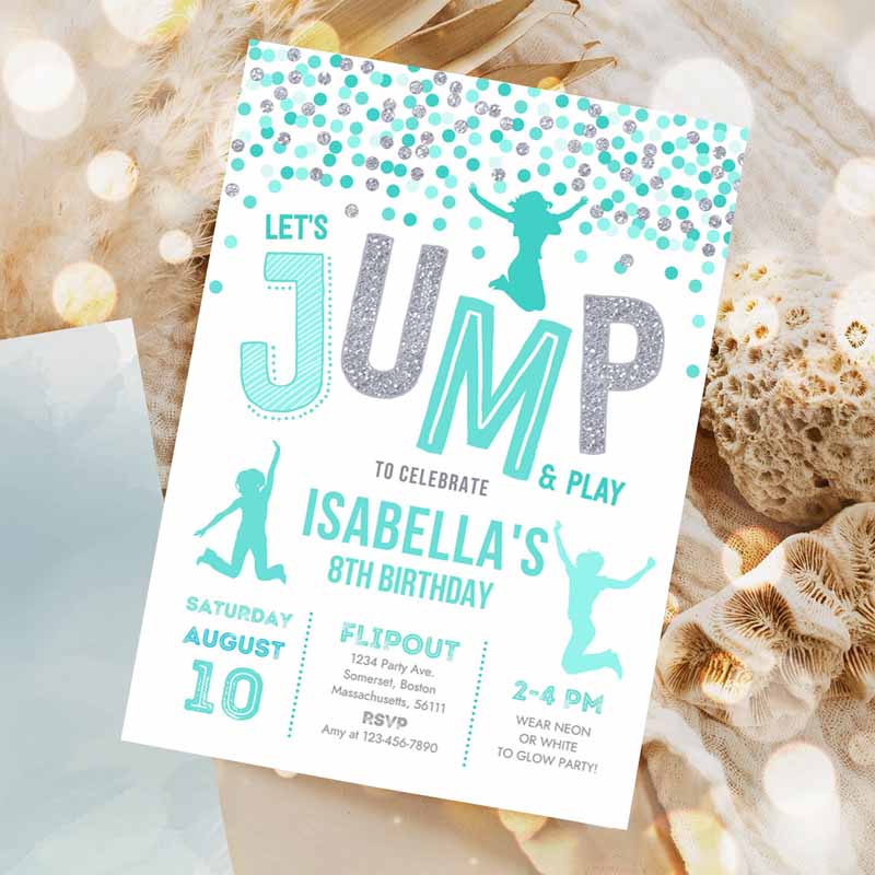 Jump Invitation, Jump Kids Birthday Invitation, Trampoline Party, Bounce House Party, Jump Party, Let's Jump