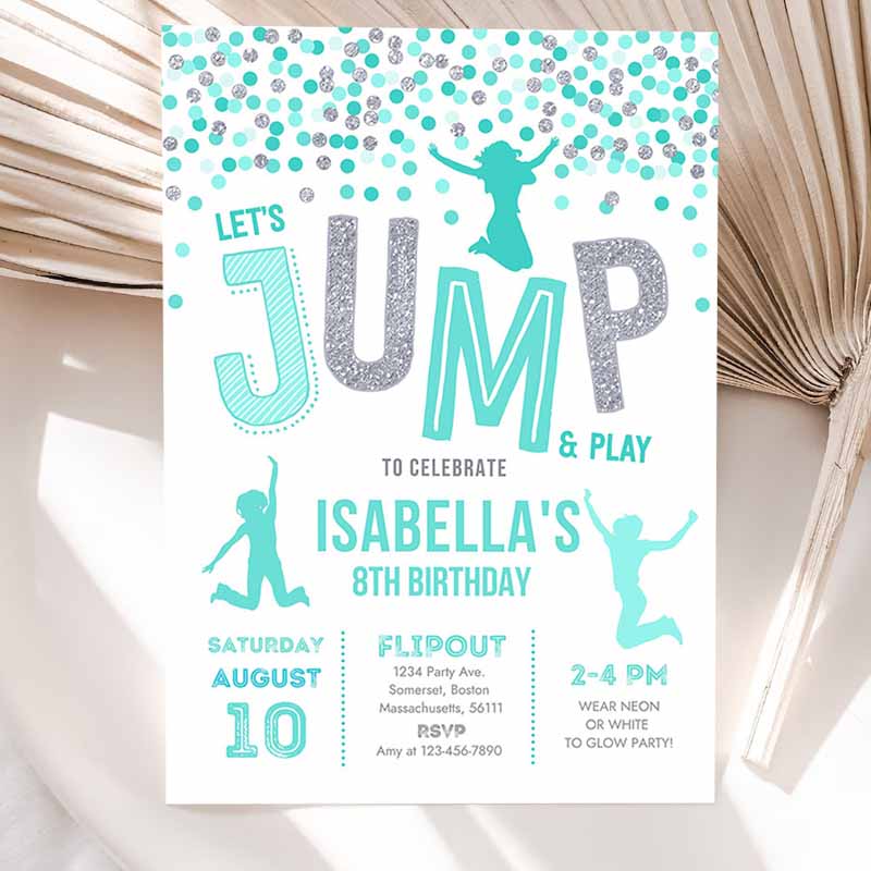 Jump Invitation, Jump Kids Birthday Invitation, Trampoline Party, Bounce House Party, Jump Party, Let's Jump