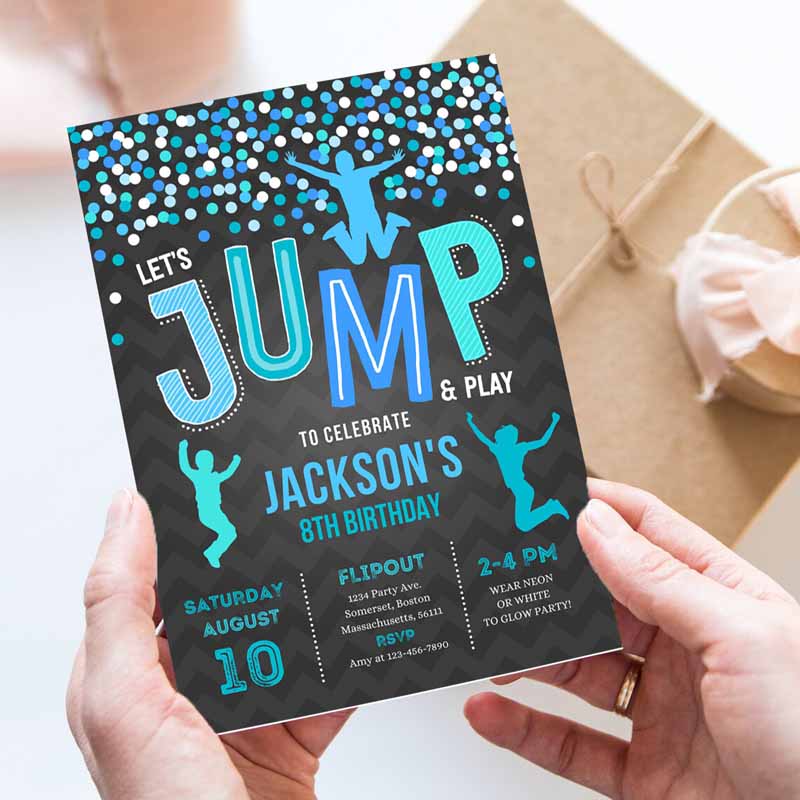 Jump Invitation, Jump Kids Birthday Invitation, Trampoline Party, Bounce House Party, Jump Party, Let's Jump Kids Birthday Invitation