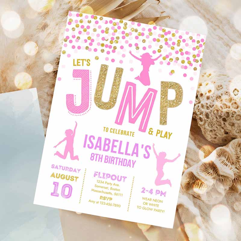 Jump Invitation, Jump Kids Birthday Invitation, Trampoline Party, Bounce House Party, Jump Party, Let's Jump Party Invitation