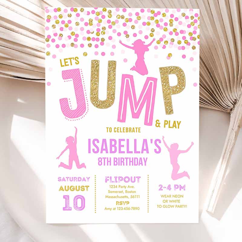 Jump Invitation, Jump Kids Birthday Invitation, Trampoline Party, Bounce House Party, Jump Party, Let's Jump Party Invitation