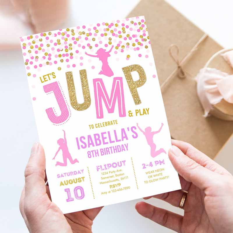 Jump Invitation, Jump Kids Birthday Invitation, Trampoline Party, Bounce House Party, Jump Party, Let's Jump Party Invitation