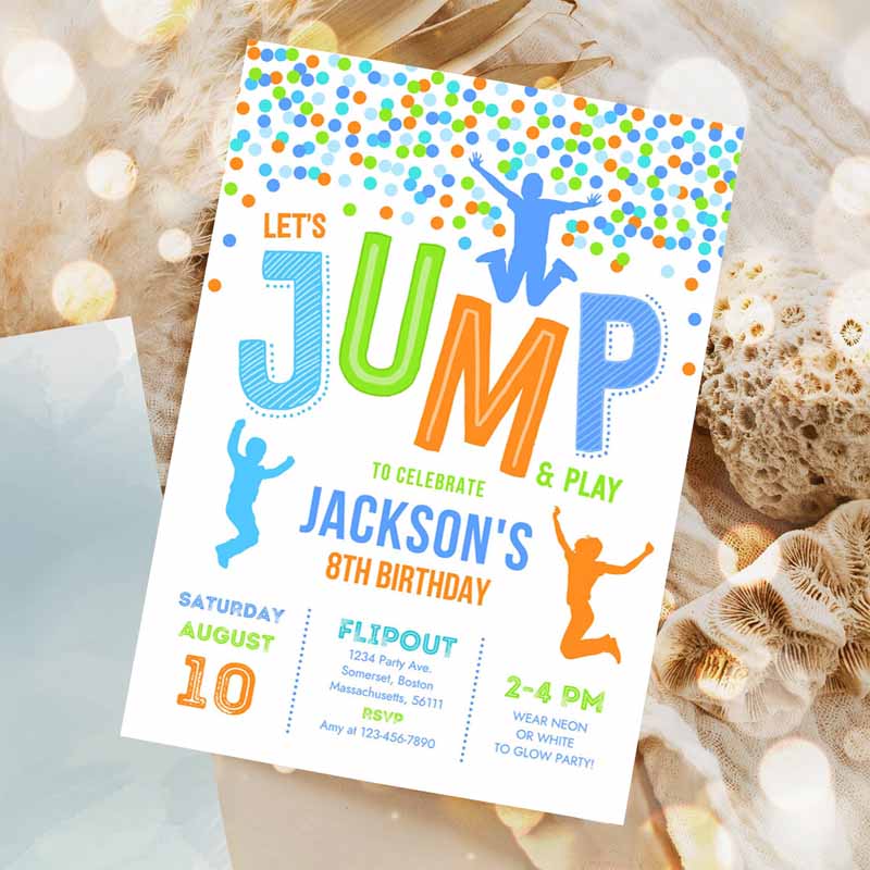 Jump Invitation, Jump Kids Birthday Invitation, Trampoline Party, Bounce House Jump Party, Let's Jump Party Invitation