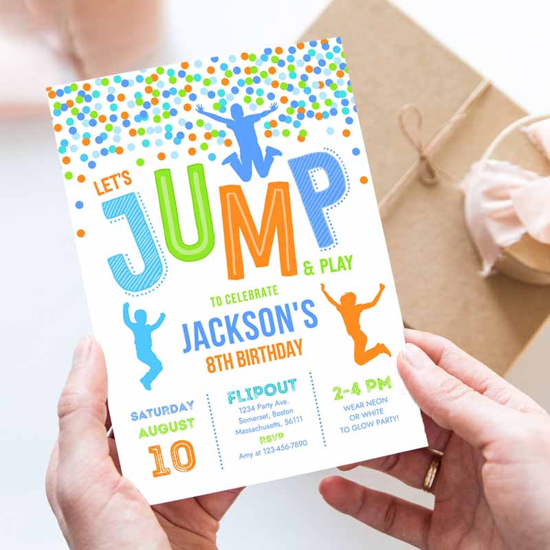 Jump Invitation, Jump Kids Birthday Invitation, Trampoline Party, Bounce House Jump Party, Let's Jump Party