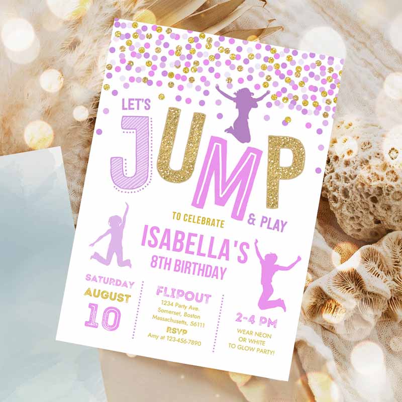 Jump Invitation, Jump Kids Birthday Invitation, Trampoline Party, Bounce House Party, Jump Party, Let's Jump Party Invitation