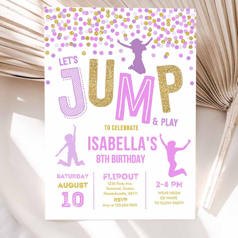 Jump Invitation, Jump Kids Birthday Invitation, Trampoline Party, Bounce House Party, Jump Party, Let's Jump Party