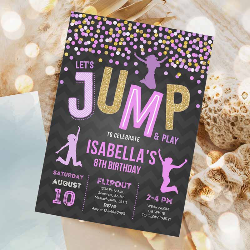 Jump Invitation, Jump Kids Birthday Invitation, Trampoline Party, Bounce House Party, Jump Party, Let's Jump