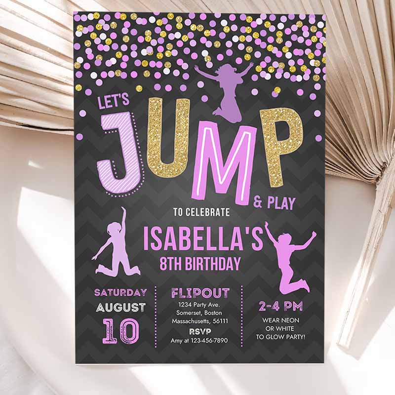 Jump Invitation, Jump Kids Birthday Invitation, Trampoline Party, Bounce House Party, Jump Party, Let's Jump