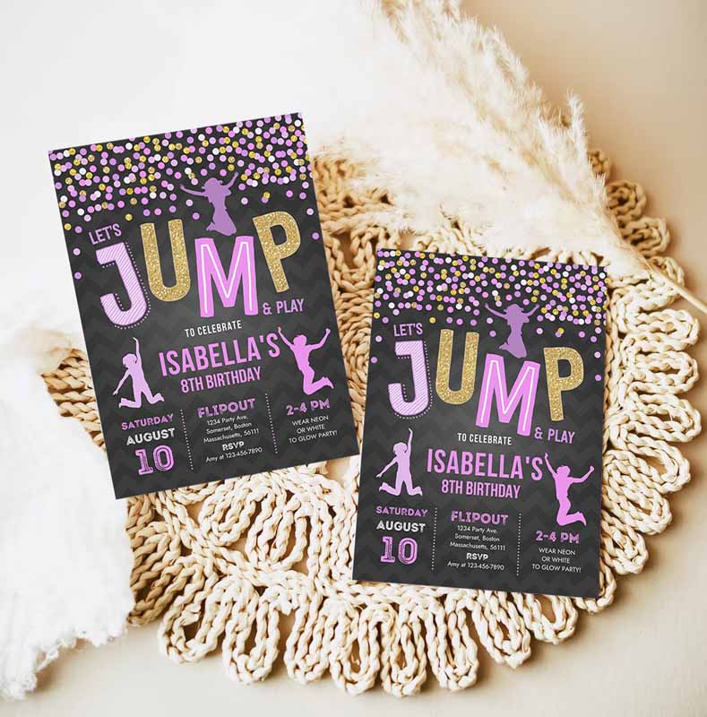 Jump Invitation, Jump Kids Birthday Invitation, Trampoline Party, Bounce House Party, Jump Party, Let's Jump