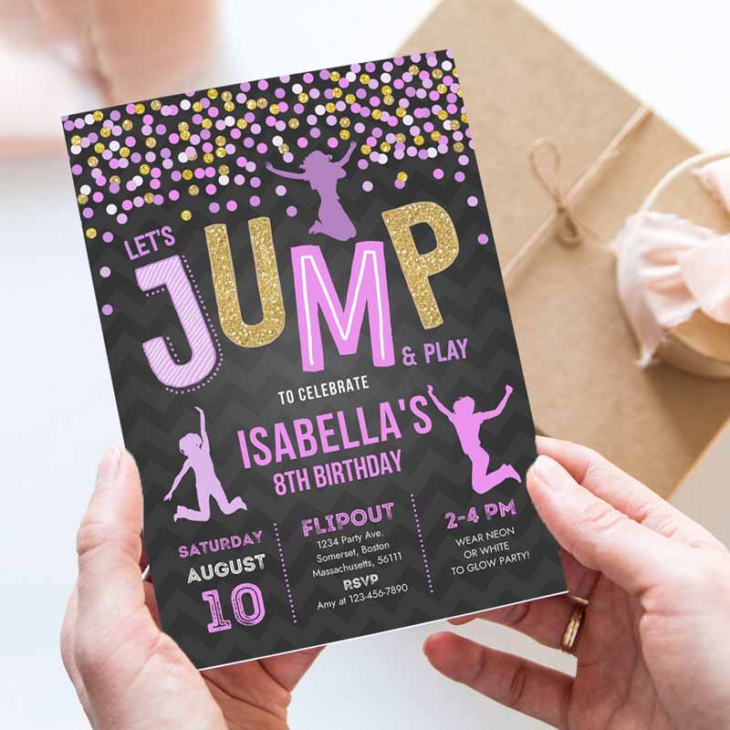 Jump Invitation, Jump Kids Birthday Invitation, Trampoline Party, Bounce House Party, Jump Party, Let's Jump