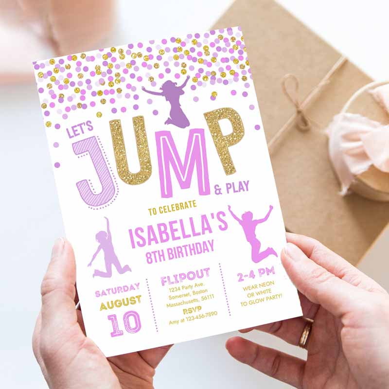 Jump Invitation, Jump Kids Birthday Invitation, Trampoline Party, Bounce House Party, Jump Party, Let's Jump Party