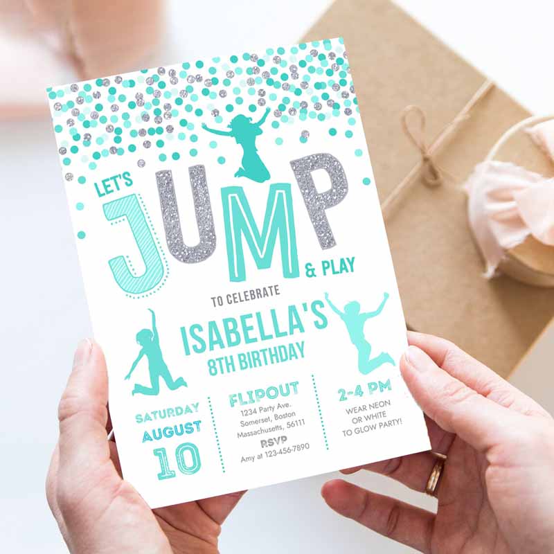 Jump Invitation, Jump Kids Birthday Invitation, Trampoline Party, Bounce House Party, Jump Party, Let's Jump