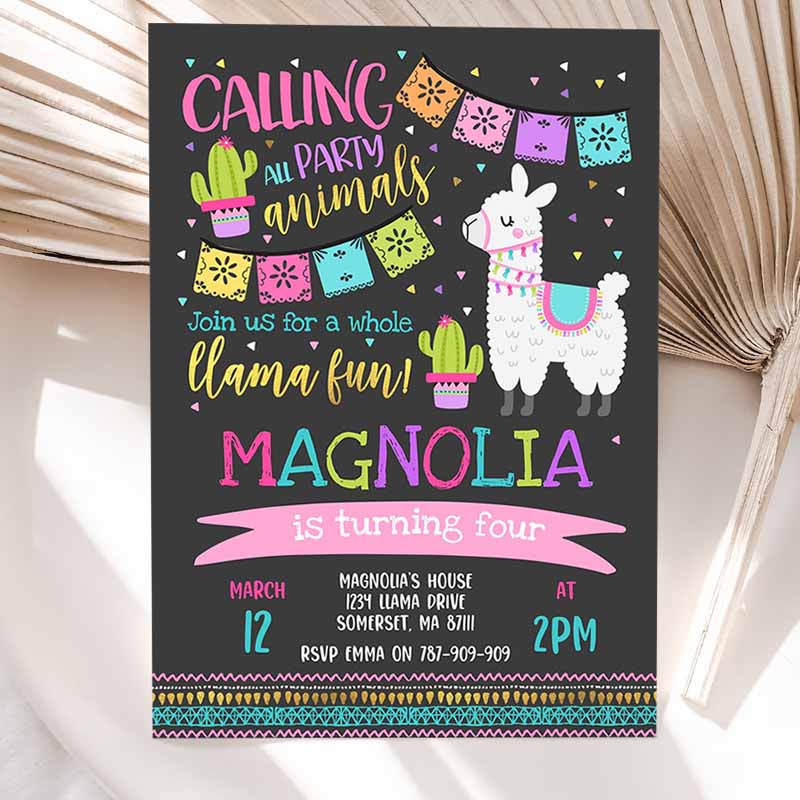 Llama Invitation, Llama Kids Birthday, Whole Llama Fun Invitation, Llama Party, Alpaca Party, Cactus Party