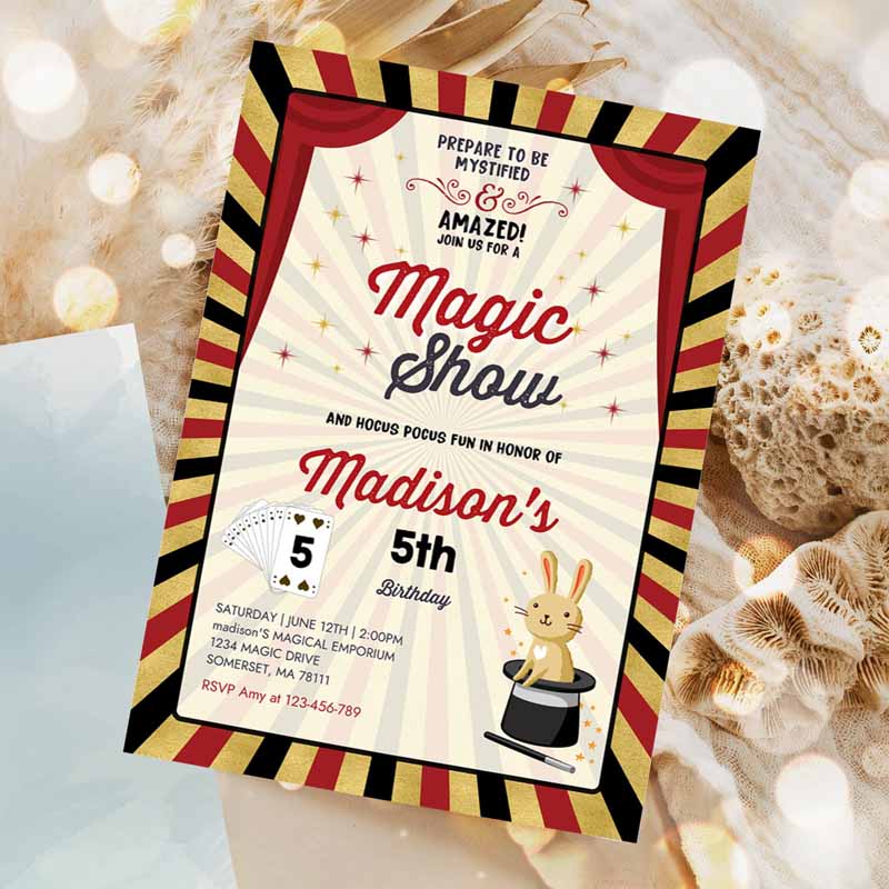 Magician Invitation, Magician Kids Birthday Invitation, Magic Show Magic Show Kids Birthday, Magician Party Invitation