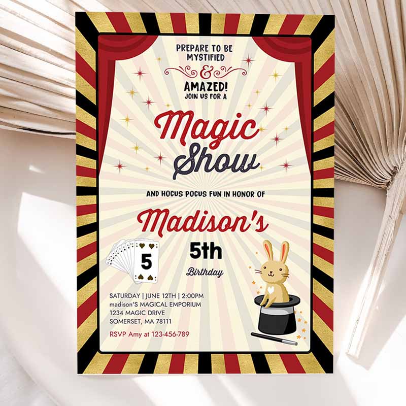 Magician Invitation, Magician Kids Birthday Invitation, Magic Show Magic Show Kids Birthday, Magician Party Invitation