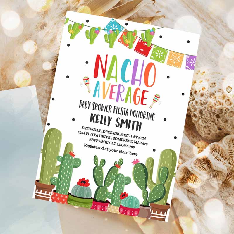 Nacho Average Baby Shower Invitation, Nacho Average Baby Shower Fiesta Nacho Baby Shower Cactus Baby Shower