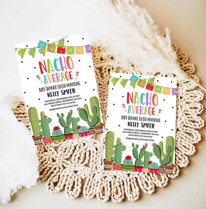 Nacho Average Baby Shower Invitation, Nacho Average Baby Shower Fiesta Nacho Baby Shower Cactus Baby Shower