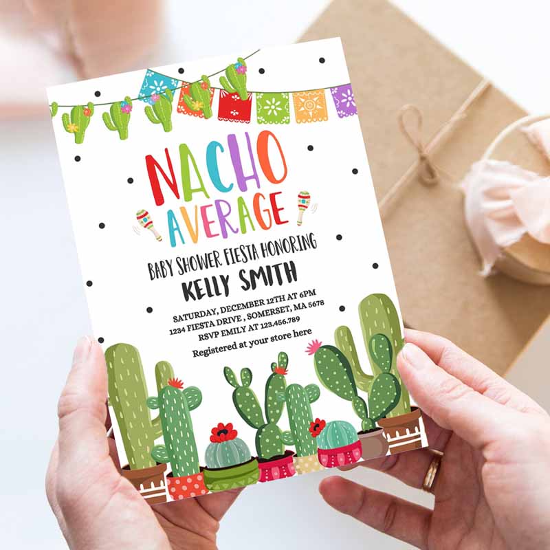 Nacho Average Baby Shower Invitation, Nacho Average Baby Shower Fiesta Nacho Baby Shower Cactus Baby Shower