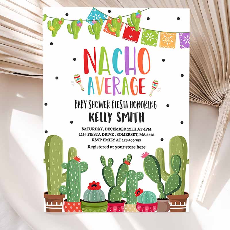 Nacho Average Baby Shower Invitation, Nacho Average Baby Shower Fiesta Nacho Baby Shower Cactus Baby Shower