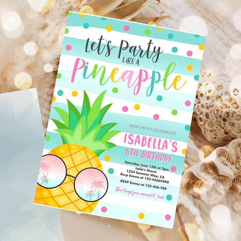 Party, Like A Pineapple Invitation, Tropical Pineapple Invitation, Tropical Hawaiian Luau Pineapple Pool Party Invitation