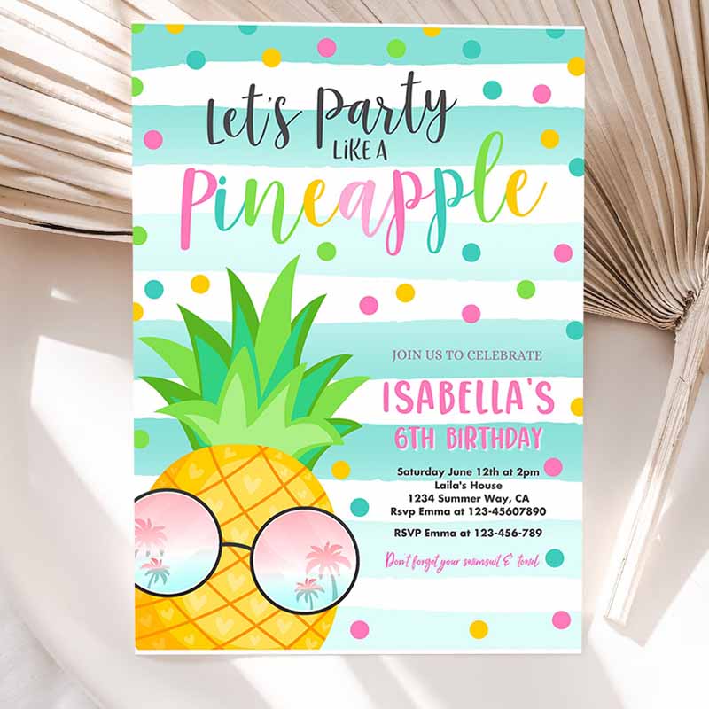 Party, Like A Pineapple Invitation, Tropical Pineapple Invitation, Tropical Hawaiian Luau Pineapple Pool Party