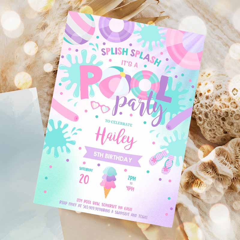 Pool Party Invitation, Pool Kids Birthday, SwI'ming Pool Kids Birthday, Summer Pool Party Invitation