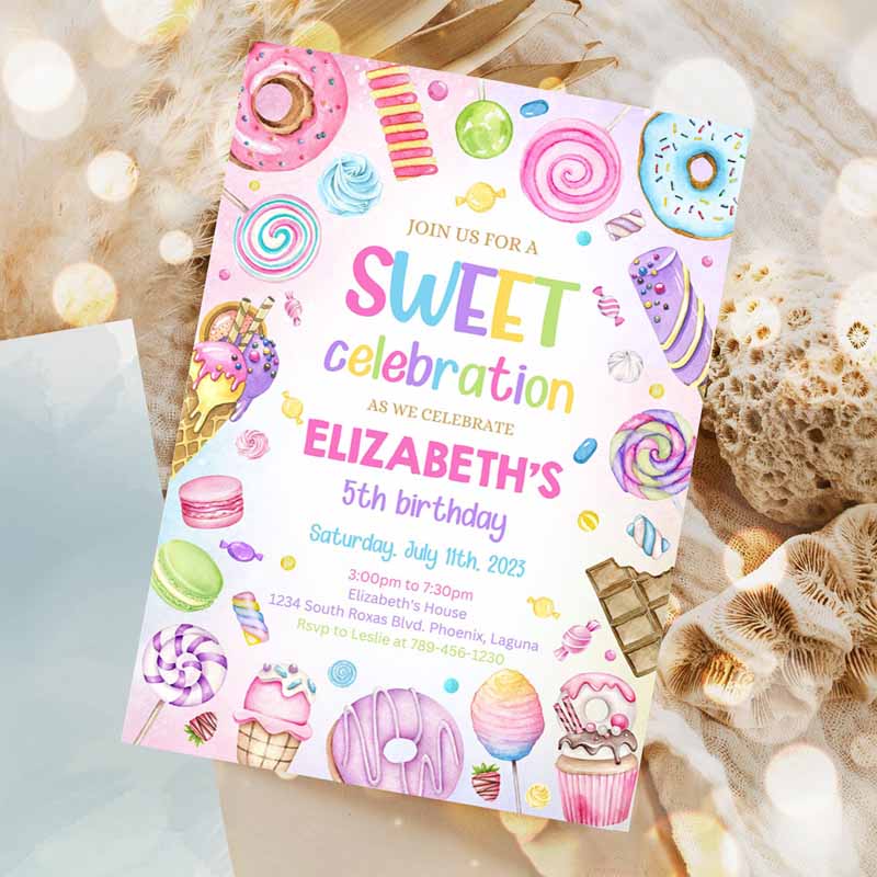 Sweets Candy Invitation, Sweet Candy Kids Birthday Invitation, Sweet Celebration Kids Birthday Invitation, Candy Invitation