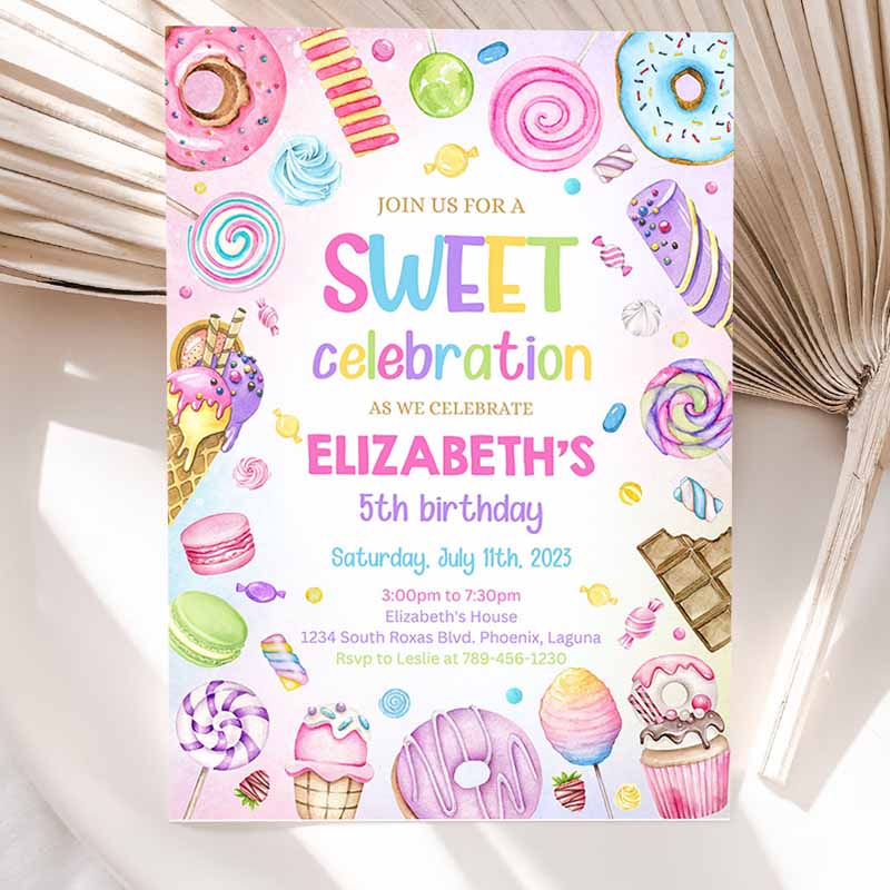 Sweets Candy Invitation, Sweet Candy Kids Birthday Invitation, Sweet Celebration Kids Birthday Invitation, Candy Invitation