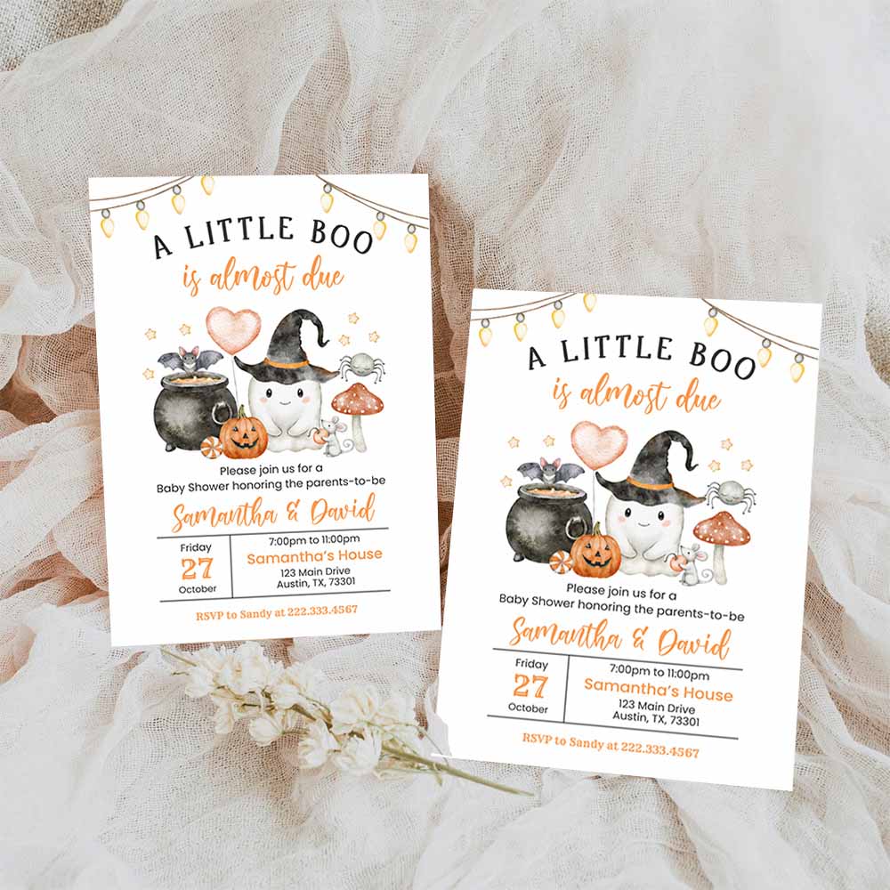 A Little Boo Baby Shower Invitation, Gender Neutral Halloween Baby Shower Invite